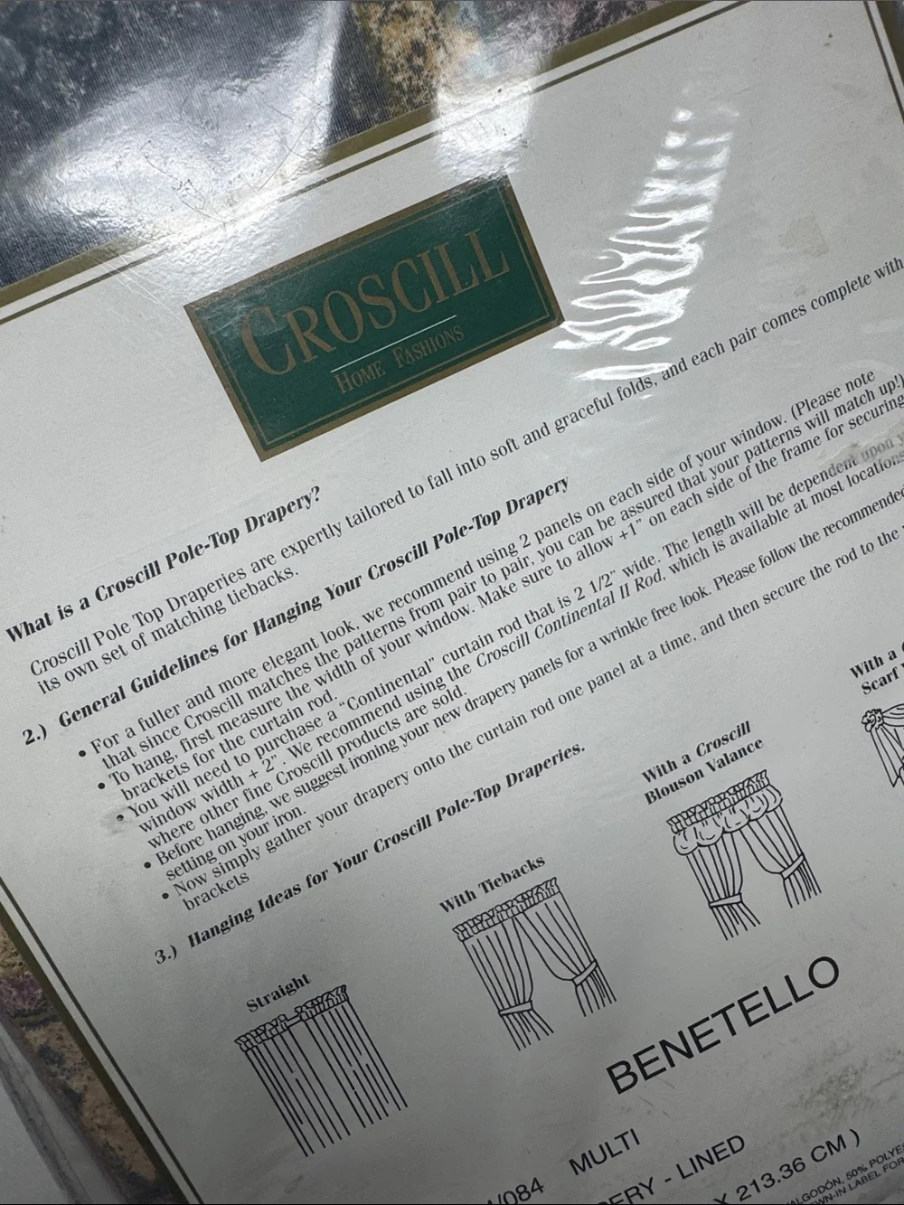 CROSCILL POLE TOP LINED DRAPERY PAIR PANELS WITH TIEBACKS 82